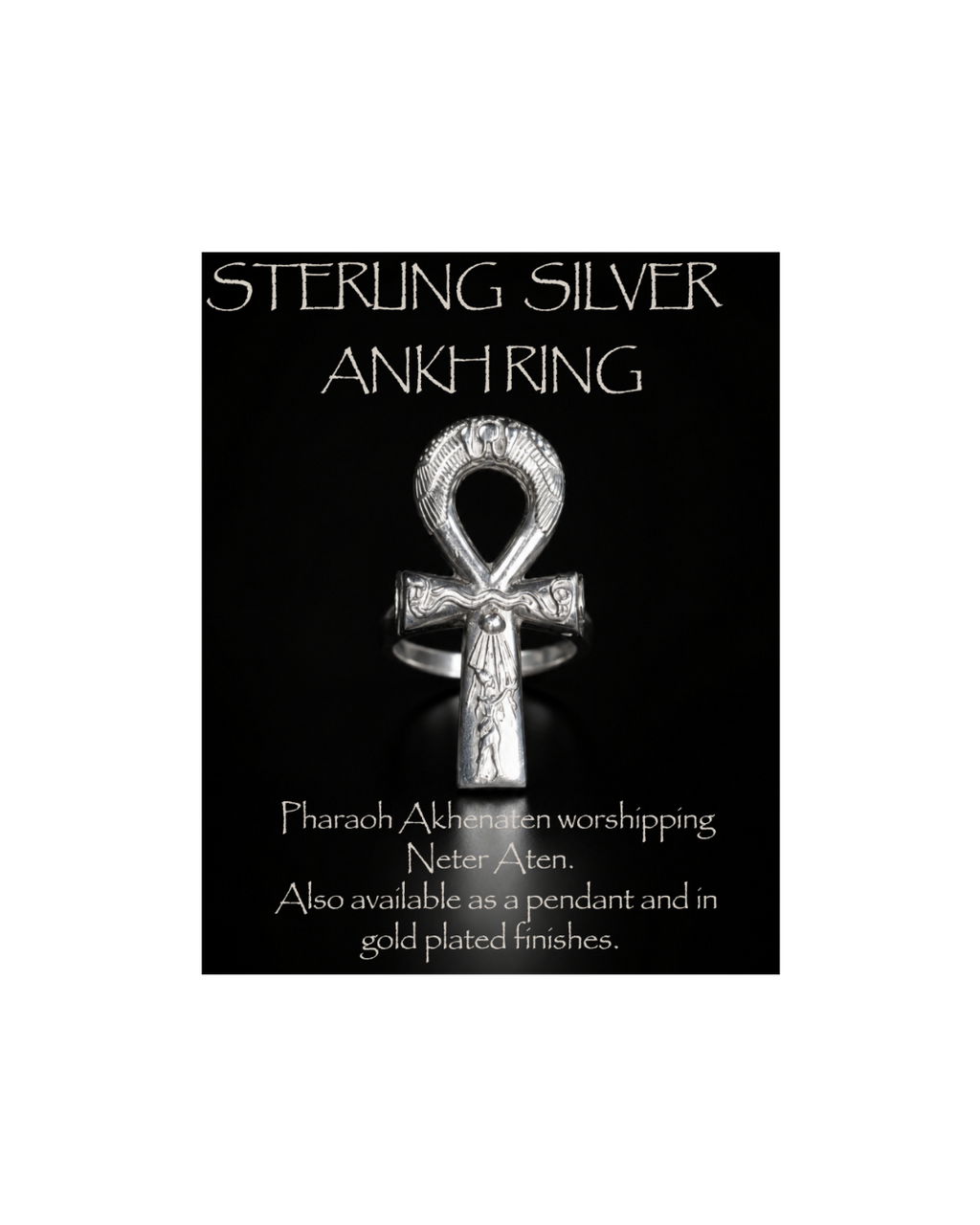 Sterling Silver Akhenaten Ankh Ring