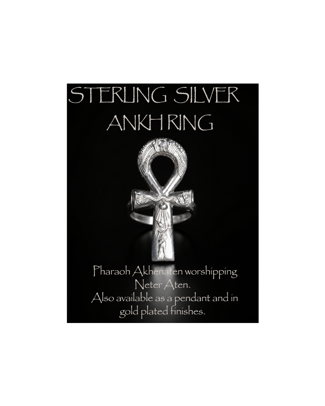 Sterling Silver Akhenaten Ankh Ring